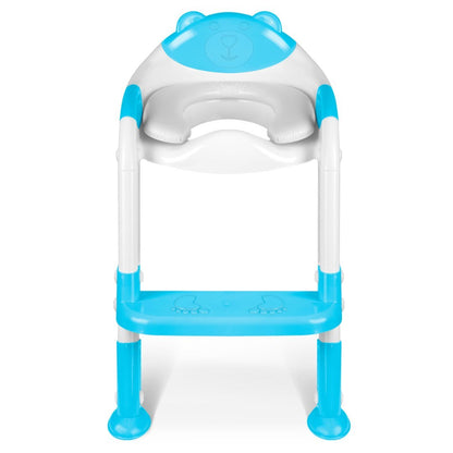 Reductor WC Copii idealSTORE, inaltime Reglabila, o Treapta, Picioare Anti-Alunecare, Greutate Maxima 50 kg, Scara Detasabila, Ergonomic, Pliabil, Culoare Turcoaz