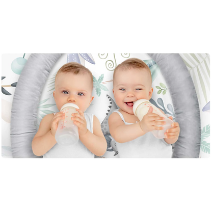 Centru de activitati tip Covoras Educational Dino Kids ideal STORE, Contine 6 accesorii multifunctionale si o pernuta moale pentru statul pe burta, Fabricat din materiale de inalta calitate, Ajuta la dezvoltarea abilitatilor cognitive, Gri