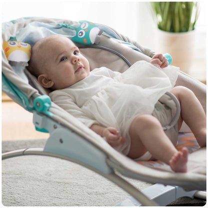 Balansoar Multifunctional cu Melodii si Sistem de vibratii, My Super Nany, KinderVibe, Copertina de Soare, Arcada cu Jucarii Detasabile, Centura in 5 Puncte, Cadru Stabil cu Picioare Antiderapante, Husa Detasabila si Lavabila, Multicolor