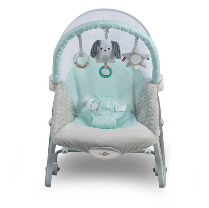 Balansoar 3in1 cu Vibratii si Melodii idealStore LuxuryCollections, Centura de Siguranta cu Prindere in 5 Puncte, Material Confortabil, Husa Detasabila, Greutate Maxima 9Kg, Menta