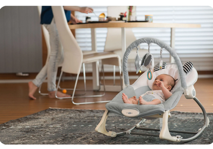 Balansoar 3in1 cu Vibratii si Melodii idealStore LuxuryCollections, Centura de Siguranta cu Prindere in 5 Puncte, Material Confortabil, Husa Detasabila, Greutate Maxima 9Kg, Roz