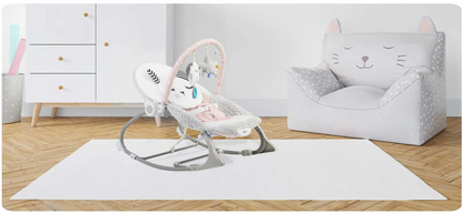 Balansoar 3in1 cu Vibratii si Melodii idealStore LuxuryCollections, Centura de Siguranta cu Prindere in 5 Puncte, Material Confortabil, Husa Detasabila, Greutate Maxima 9Kg, Roz