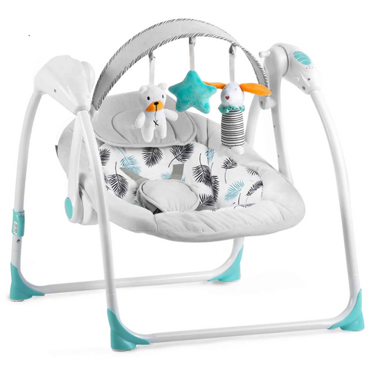 Balansoar Multifunctional cu Melodii idealStore LuxuryCollections, 5 Viteze de Balansare, 10 Cantece, Temporizator, Centuri de Siguranta, Spatar Reglabil, Greutate Maxima 9 Kg, Gri