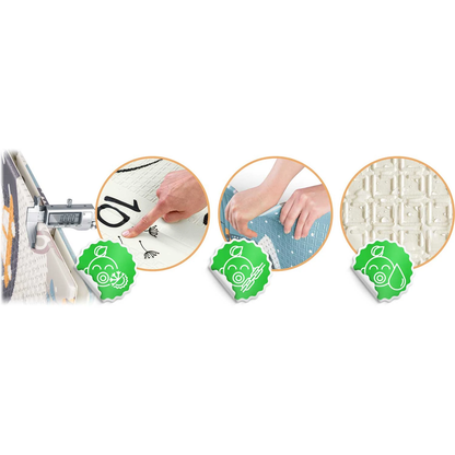 Covoras pliabil First Steps, din spuma cu doua fete IdealStore, Dimensiune 200 X 180 X 1, Termorezistent, Sistem antialunecare, Imprimeuri calde, Usor de intretinut