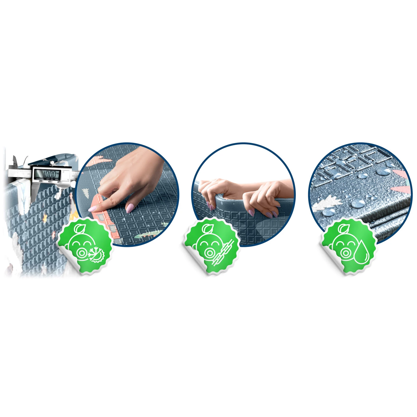 Covoras pliabil First Steps ideal STORE, Cu doua fete, Din spuma de inalta calitate Dimensiune 200 X 180 X 1, Sistem antialunecare, Imprimeuri calde atat pentru fetite cat si pentru baietei, Usor de intretinut, Asigura izolare termica fata de sol