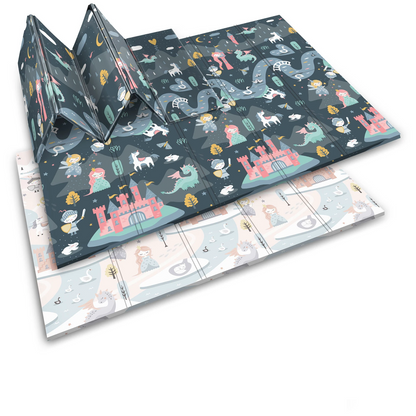 Covoras pliabil First Steps ideal STORE, Cu doua fete, Din spuma de inalta calitate Dimensiune 200 X 180 X 1, Sistem antialunecare, Imprimeuri calde atat pentru fetite cat si pentru baietei, Usor de intretinut, Asigura izolare termica fata de sol