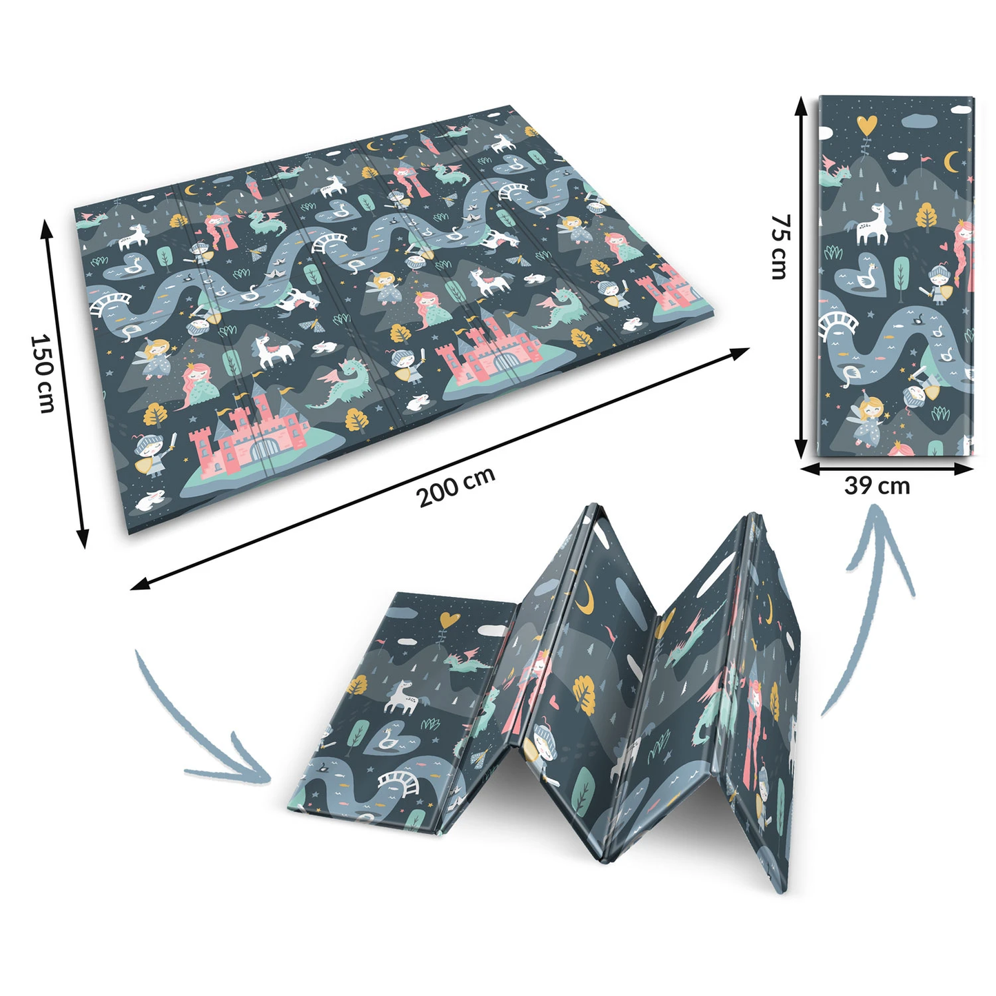 Covoras pliabil First Steps ideal STORE, Cu doua fete, Din spuma de inalta calitate Dimensiune 200 X 150 X 1, Sistem antialunecare, Imprimeuri calde atat pentru fetite cat si pentru baietei, Usor de intretinut, Asigura izolare termica fata de sol