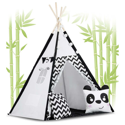 Cort de Joaca cu Lumini idealStore TIPI, model Tipi, Bumbac Natural, cu Perne, Covoras Izolator, Structura Stabila, Pereti Glisanti, Husa de Depozitare