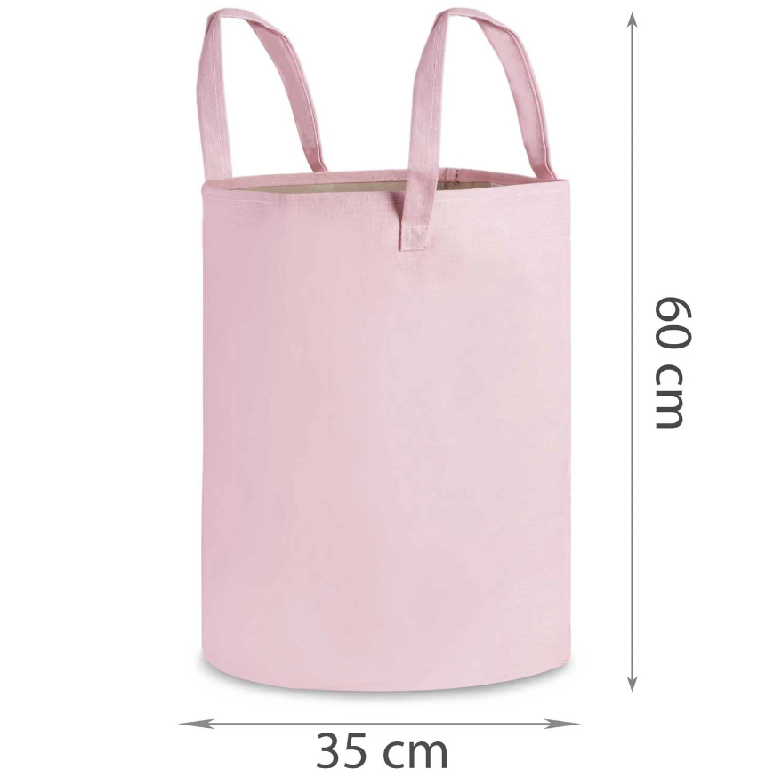 Cos Pentru Jucarii Rikko idealSTORE, Dimensiuni 60 x 35 cm, Material Impermeabil, Tesatura de Bumbac, Practic si Modern, Roz