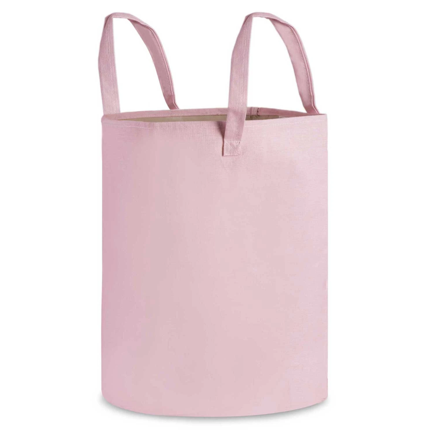 Cos Pentru Jucarii Rikko idealSTORE, Dimensiuni 60 x 35 cm, Material Impermeabil, Tesatura de Bumbac, Practic si Modern, Roz