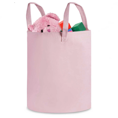 Cos Pentru Jucarii Rikko idealSTORE, Dimensiuni 60 x 35 cm, Material Impermeabil, Tesatura de Bumbac, Practic si Modern, Roz