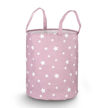 Cos Pentru Jucarii Star idealSTORE, Dimensiuni 60 x 35 cm, Material Impermeabil, Tesatura de Bumbac, Practic si Modern pentru camera oricarui copil, Pink