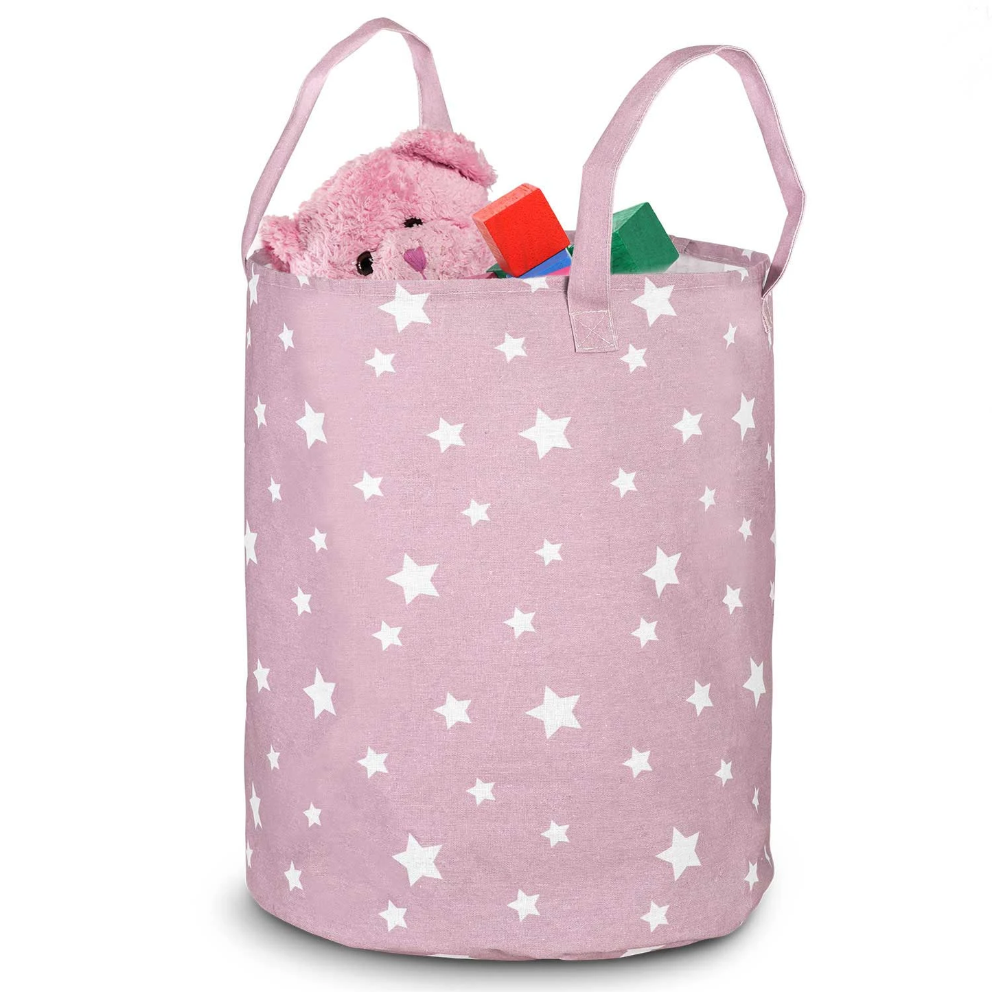 Cos Pentru Jucarii Star idealSTORE, Dimensiuni 60 x 35 cm, Material Impermeabil, Tesatura de Bumbac, Practic si Modern pentru camera oricarui copil, Pink