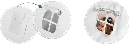 Cort de Joaca cu Lumini idealStore TIPI, model Tipi, Bumbac Natural, cu Perne, Covoras Izolator, Structura Stabila, Pereti Glisanti, Husa de Depozitare, culoare Albastru Alb