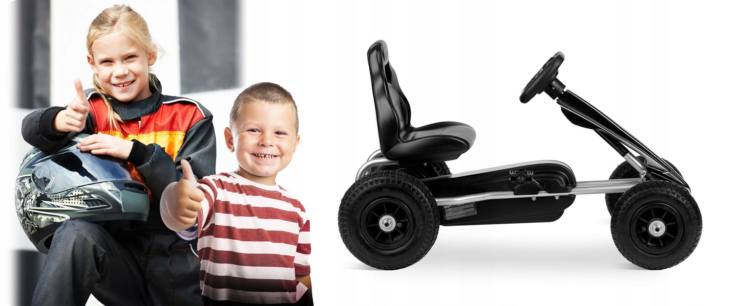 Kart Profesional Go Kart idealstore, Dimensiuni 48x82x46, Scaun Reglabil, Roti Mari, Volan Confortabil, Cadru Otel, Lant de Distributie, Directie Inainte-Inapoi, Greutatea Maxima 30 kg