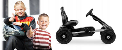 Kart Profesional Go Kart idealstore, Dimensiuni 48x82x46, Scaun Reglabil, Roti Mari, Volan Confortabil, Cadru Otel, Lant de Distributie, Directie Inainte-Inapoi, Greutatea Maxima 30 kg