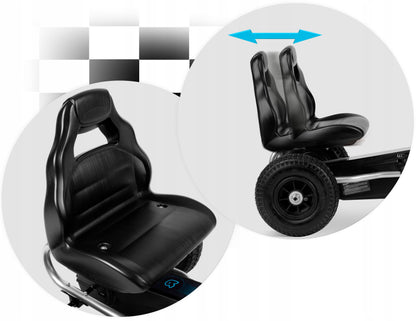 Kart Profesional Go Kart idealstore, Dimensiuni 48x82x46, Scaun Reglabil, Roti Mari, Volan Confortabil, Cadru Otel, Lant de Distributie, Directie Inainte-Inapoi, Greutatea Maxima 30 kg