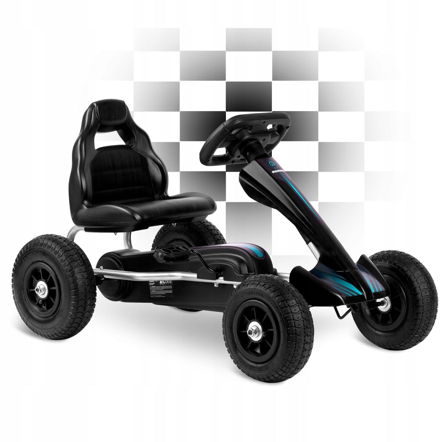 Kart Profesional Go Kart idealstore, Dimensiuni 48x82x46, Scaun Reglabil, Roti Mari, Volan Confortabil, Cadru Otel, Lant de Distributie, Directie Inainte-Inapoi, Greutatea Maxima 30 kg
