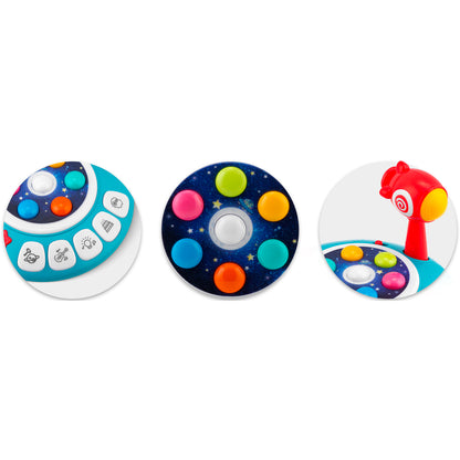 Jucarie copii Nava Spatiala OZN idealSTORE, cu Ciocan si Lumini, Melodii, Dezvolta Abilitati Motorii, Coordonarea Mana Ochi, Stimuleaza Imaginatia si Atentia, Butoane cu Lumini