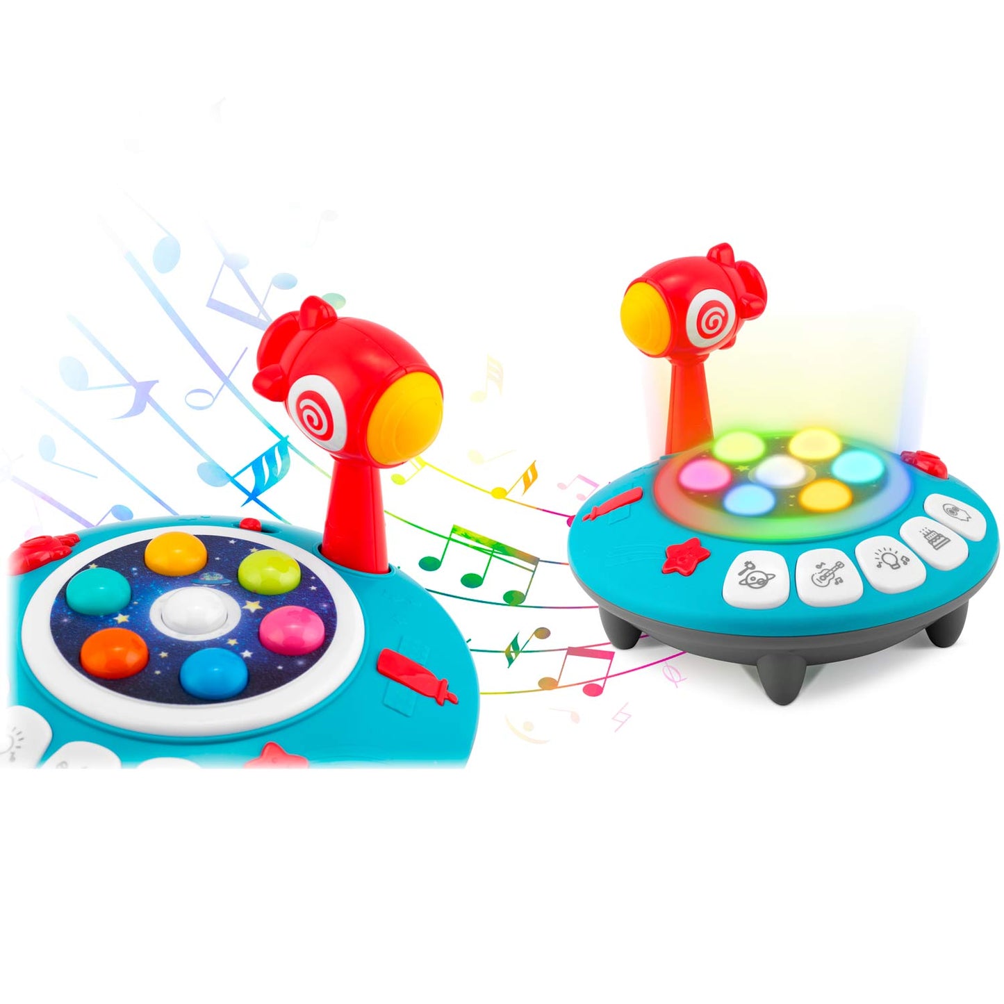Jucarie copii Nava Spatiala OZN idealSTORE, cu Ciocan si Lumini, Melodii, Dezvolta Abilitati Motorii, Coordonarea Mana Ochi, Stimuleaza Imaginatia si Atentia, Butoane cu Lumini