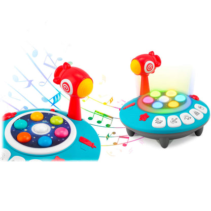 Jucarie copii Nava Spatiala OZN idealSTORE, cu Ciocan si Lumini, Melodii, Dezvolta Abilitati Motorii, Coordonarea Mana Ochi, Stimuleaza Imaginatia si Atentia, Butoane cu Lumini