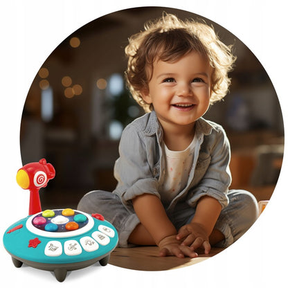 Jucarie copii Nava Spatiala OZN idealSTORE, cu Ciocan si Lumini, Melodii, Dezvolta Abilitati Motorii, Coordonarea Mana Ochi, Stimuleaza Imaginatia si Atentia, Butoane cu Lumini