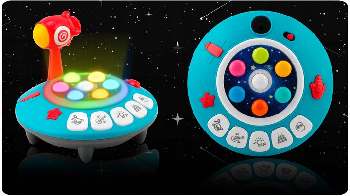 Jucarie copii Nava Spatiala OZN idealSTORE, cu Ciocan si Lumini, Melodii, Dezvolta Abilitati Motorii, Coordonarea Mana Ochi, Stimuleaza Imaginatia si Atentia, Butoane cu Lumini