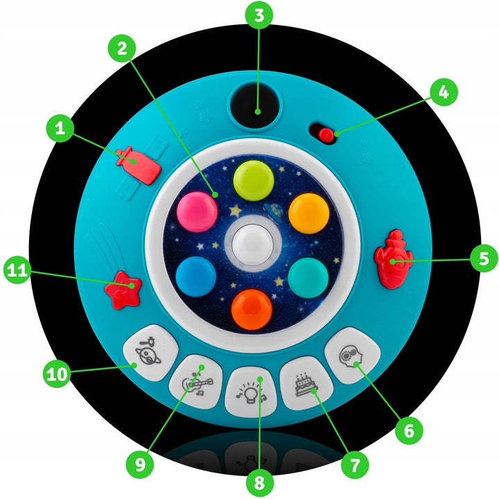 Jucarie copii Nava Spatiala OZN idealSTORE, cu Ciocan si Lumini, Melodii, Dezvolta Abilitati Motorii, Coordonarea Mana Ochi, Stimuleaza Imaginatia si Atentia, Butoane cu Lumini