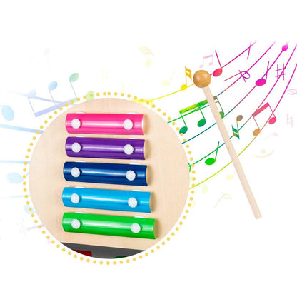 Antemergator Interactiv 2 in 1 Puzzle Animal World idealSTORE, Solid si durabil, Lemn natural, Roti anti-alunecare, Cos pentru jucarii, Margini rotunde, Numeroase activitati educative, Coordoneaza miscarea si dezvolta simturile