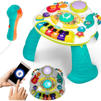 Masuta Interactiva Muzicala idealSTORE, Include Pian cu Diverse Melodii, Microfon, Panou Detasabil, Baterie Reincarcabila, Conectare cu Telefon prin Bluetooth, Volum Reglabil, Dezvolta Imaginatia Copilului