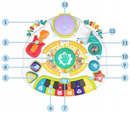 Masuta Interactiva Muzicala idealSTORE, Include Pian cu Diverse Melodii, Microfon, Panou Detasabil, Baterie Reincarcabila, Conectare cu Telefon prin Bluetooth, Volum Reglabil, Dezvolta Imaginatia Copilului