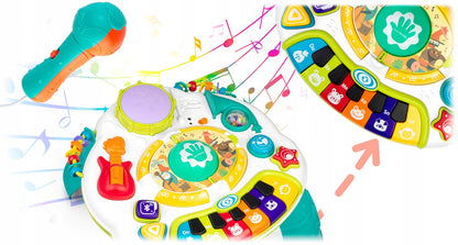 Masuta Interactiva Muzicala idealSTORE, Include Pian cu Diverse Melodii, Microfon, Panou Detasabil, Baterie Reincarcabila, Conectare cu Telefon prin Bluetooth, Volum Reglabil, Dezvolta Imaginatia Copilului