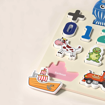 Tablita educativa FUNNY LEARN IdealStore, Centru de activitati 7 in 1, Doua fete pentru desenat, Pesti, Undita pentru pescuit, Cifre, Litere, Animale, Vehicule, Ajuta la dezvoltarea senzoriala a copilului