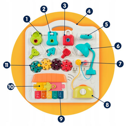 Masuta Interactiva Muzicala 5in1 idealSTORE, Include Pian Colarat cu Diverse Sunete, Panou Detasabil, Lampa Intermitenta cu Sunet, Volum Reglabil, Dezvolta Imaginatia Copilului