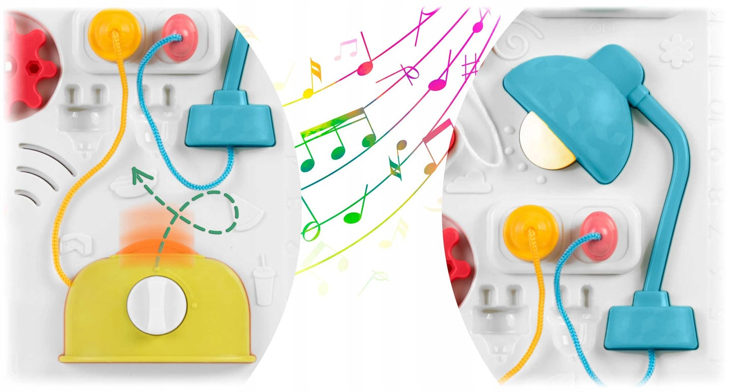 Masuta Interactiva Muzicala 5in1 idealSTORE, Include Pian Colarat cu Diverse Sunete, Panou Detasabil, Lampa Intermitenta cu Sunet, Volum Reglabil, Dezvolta Imaginatia Copilului