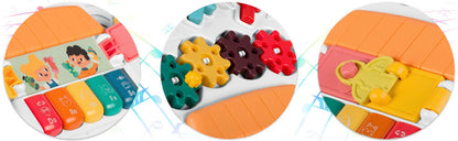 Masuta Interactiva Muzicala 5in1 idealSTORE, Include Pian Colarat cu Diverse Sunete, Panou Detasabil, Lampa Intermitenta cu Sunet, Volum Reglabil, Dezvolta Imaginatia Copilului