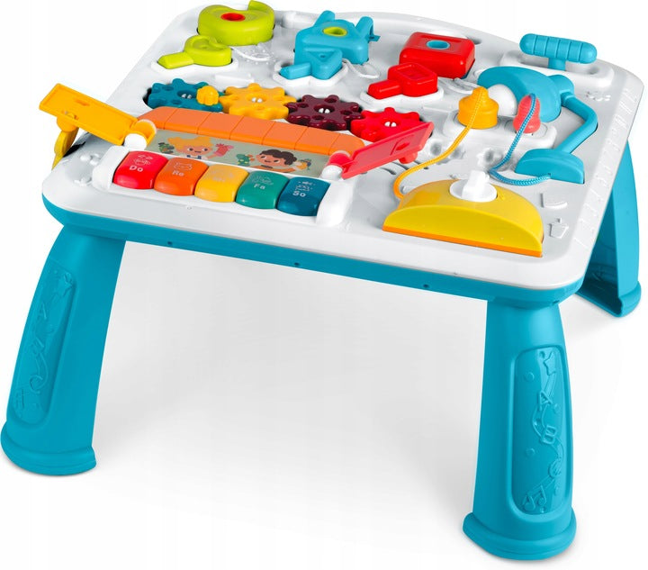 Masuta Interactiva Muzicala 5in1 idealSTORE, Include Pian Colarat cu Diverse Sunete, Panou Detasabil, Lampa Intermitenta cu Sunet, Volum Reglabil, Dezvolta Imaginatia Copilului