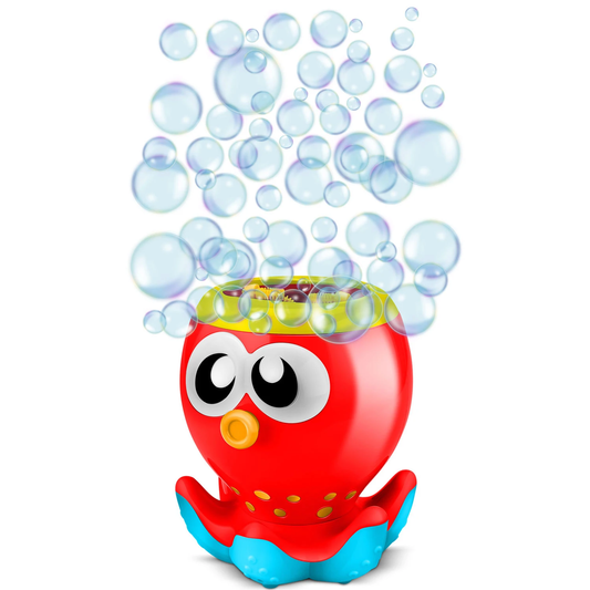 Aparat de facut baloane din sapun Bubble Octopus Idealstore in forma de caracatita, Din plastic, Dimensiune 18 X 18 X 20 cm, Solutie din sapun inclusa in pachet, Ideal pentru o zi distractiva de vara