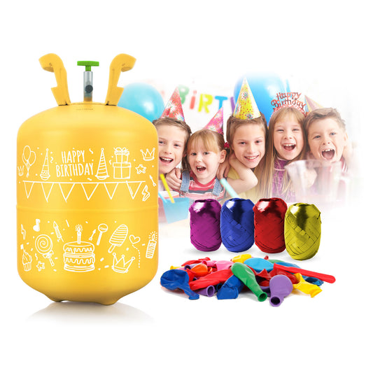 Set butelie cu heliu BALLON TIME idealSTORE, Capacitate 0,42 m3, cu Reductor, Include 50 Baloane Colorate, Ambalaj Colorat