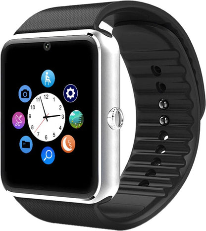 Ceas Smartwatch cu Telefon Ideal 8, Bratara Silicon Neagra, Camera 1,3 Mpx, Mod Apelare BT, Display LCD Capacitiv de 1.54' Antizgarieturi, Slot Card Memorie, Carcasa Rezistenta din Aluminiu, Culoare Argintiu