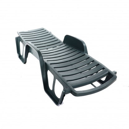 Sezlong Plaja idealStore, Structura Plastic, Verde, 192x71x100 cm