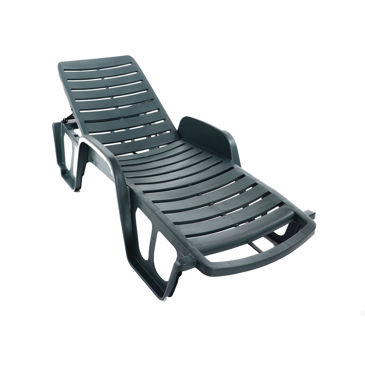 Sezlong Plaja idealStore, Structura Plastic, Verde, 192x71x100 cm