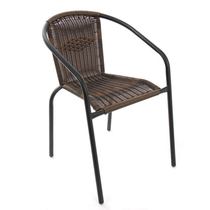 Set Masa pentru Gradina cu 2 Scaune idealSTORE ABEBBA BROWN, Metal+Ratan sintetic