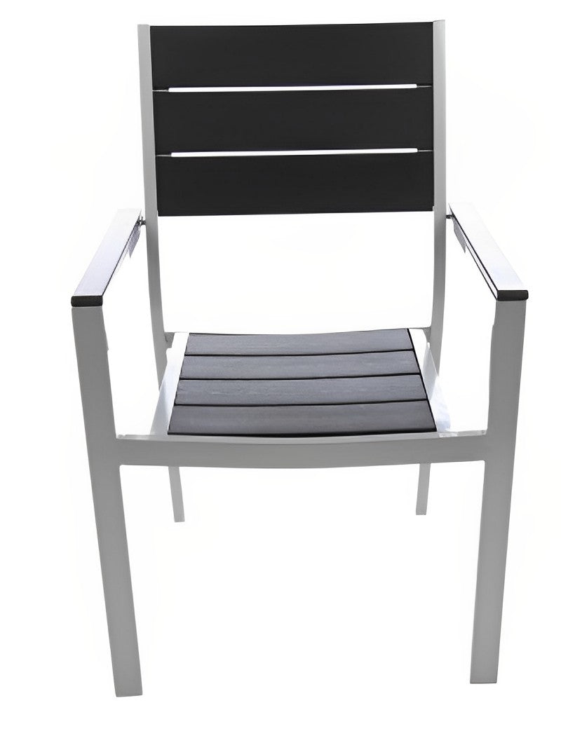 Set Masa Dreptunghiulara cu 6 Scaune pentru Terasa sau Gradina, Dimensiuni 150 x 90 x 73 cm, Structura Metalica, Usor de Intretinut si de Curatat, Rezistent la Actiunea Factorilor Atmosferici Nocivi si a Razelor UV