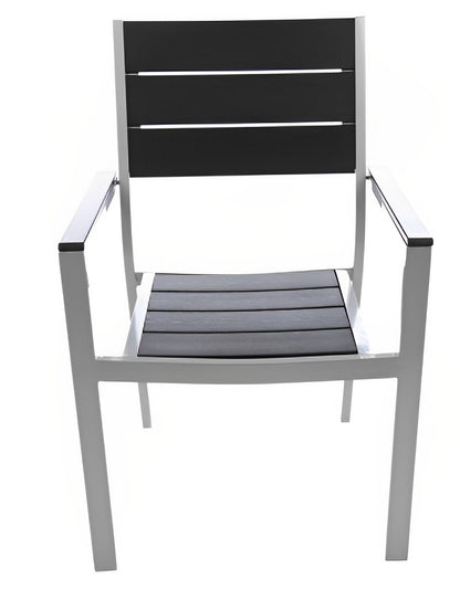 Set Masa Dreptunghiulara cu 6 Scaune pentru Terasa sau Gradina, Dimensiuni 150 x 90 x 73 cm, Structura Metalica, Usor de Intretinut si de Curatat, Rezistent la Actiunea Factorilor Atmosferici Nocivi si a Razelor UV