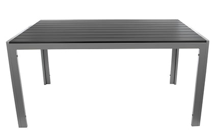 Set Masa Dreptunghiulara cu 6 Scaune pentru Terasa sau Gradina, Dimensiuni 150 x 90 x 73 cm, Structura Metalica, Usor de Intretinut si de Curatat, Rezistent la Actiunea Factorilor Atmosferici Nocivi si a Razelor UV