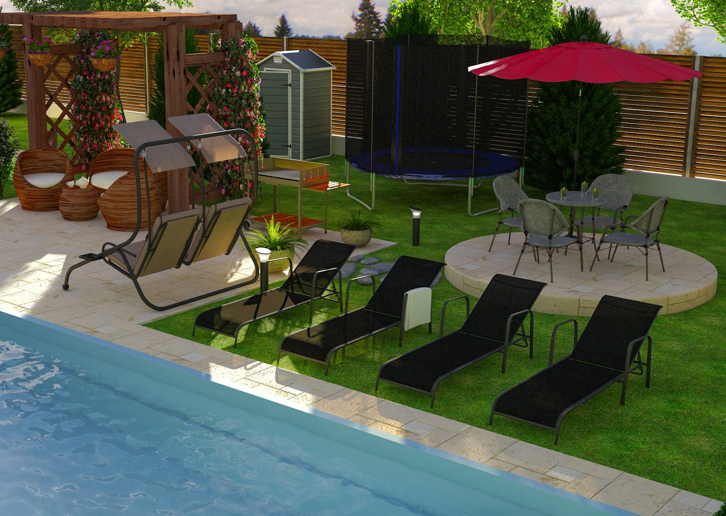 Sezlong plaja EASTL-001 structura metal negru 198 x 69 x 51 cm