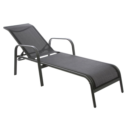 Sezlong plaja EASTL-001 structura metal negru 198 x 69 x 51 cm