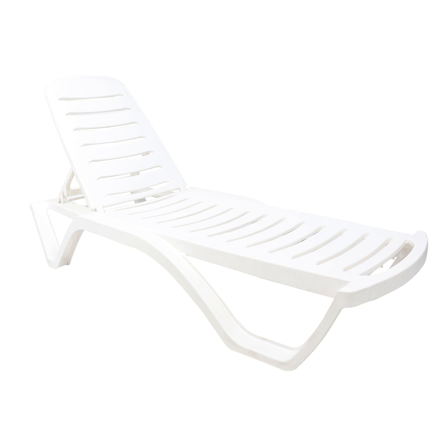 Sezlong Plaja idealStore, Structura Plastic, Polipropilena, Rezistent la Soc, Talpi de Asezare, Spatar Reglabil, Alb, 200 x 72 x 31 cm