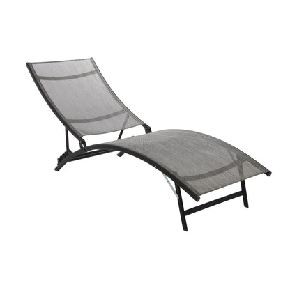 Sezlong plaja sau gradina, spatar reglabil, structura metalica, gri, 176 x 54.5 x 35/96 cm